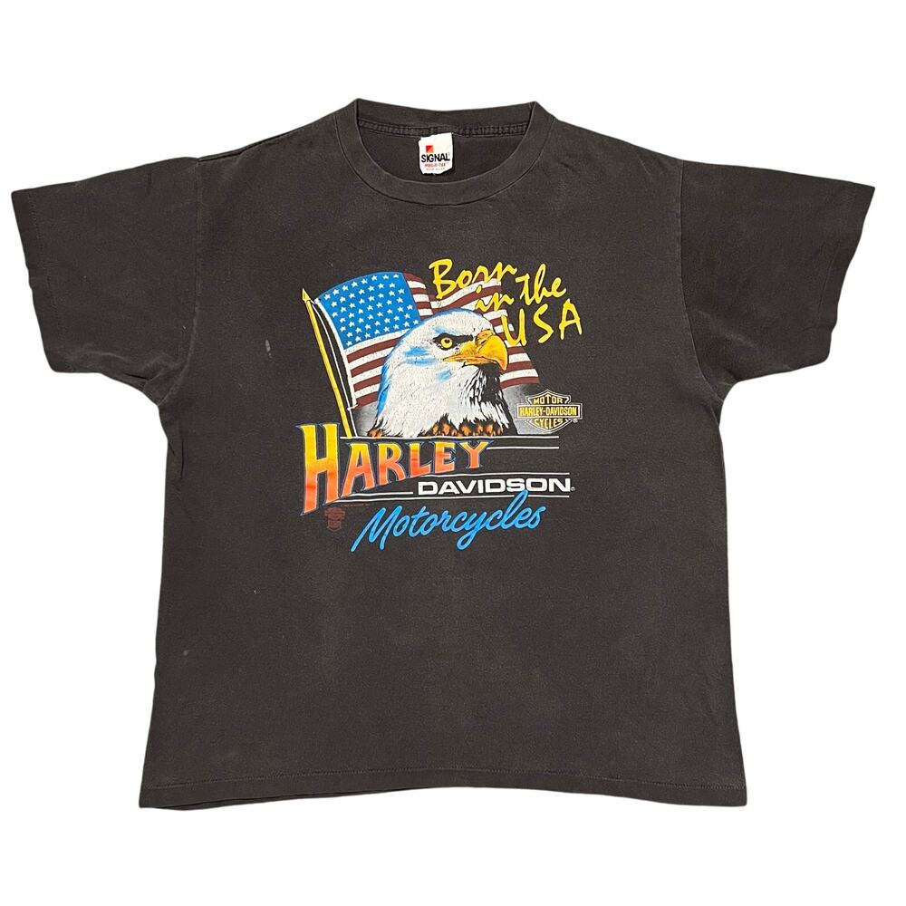 Harley Davidson Born In The USA Cheyenne WY 1983 Vintage USA T-Shirt Mens Large